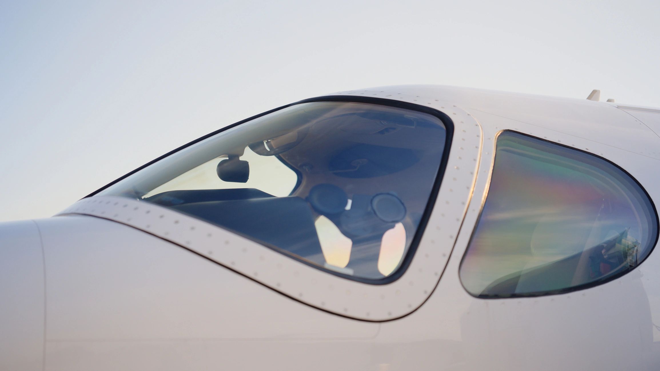 Private jet cockpit window detail